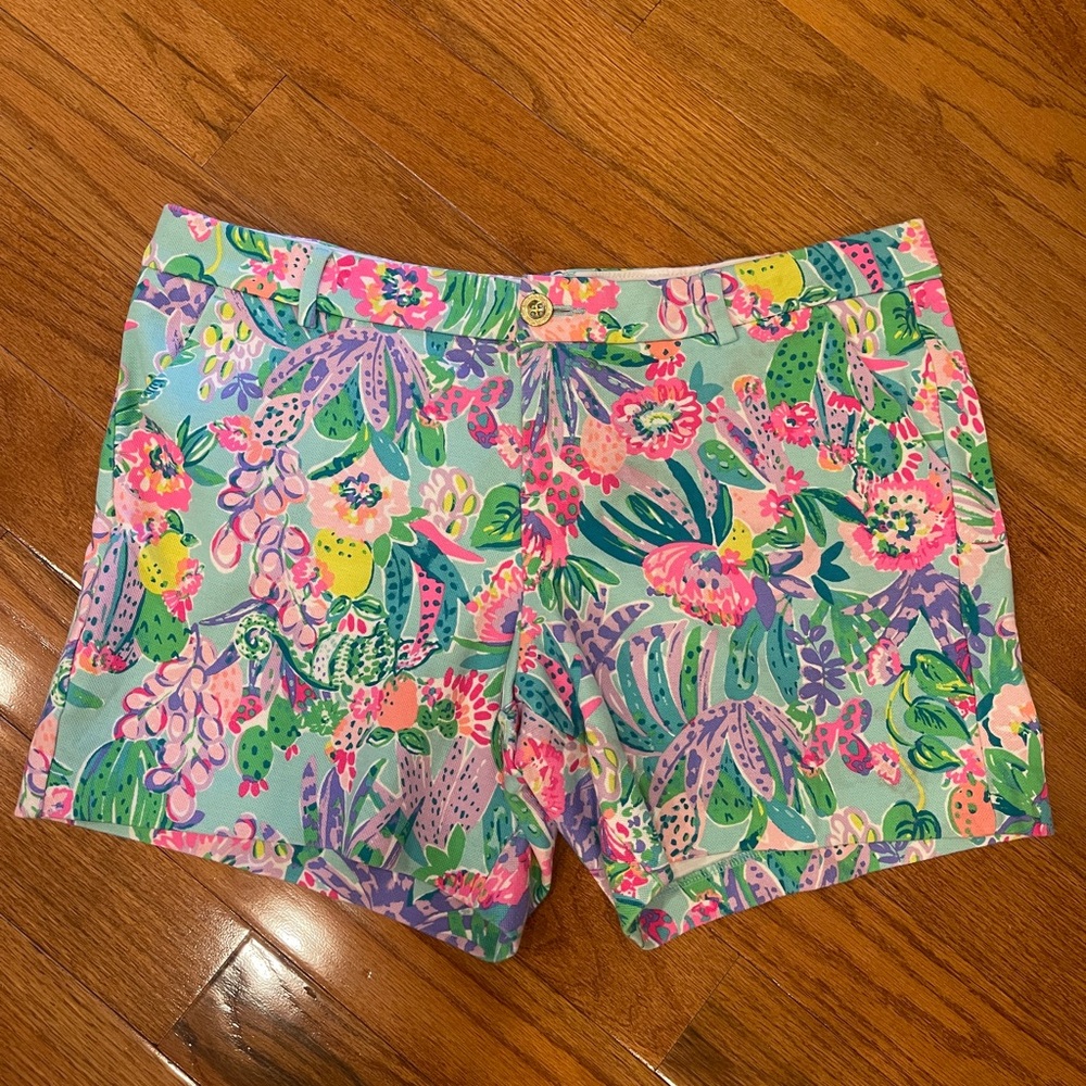 Lilly Pulitzer Jayne Knit Short Me And My Zesty Size 16 Shorts Pink Green Blue